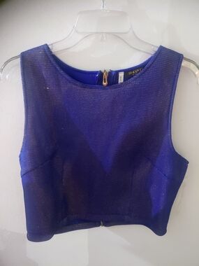 Discovery Royal Blue Shimmer Cropped Shell Top